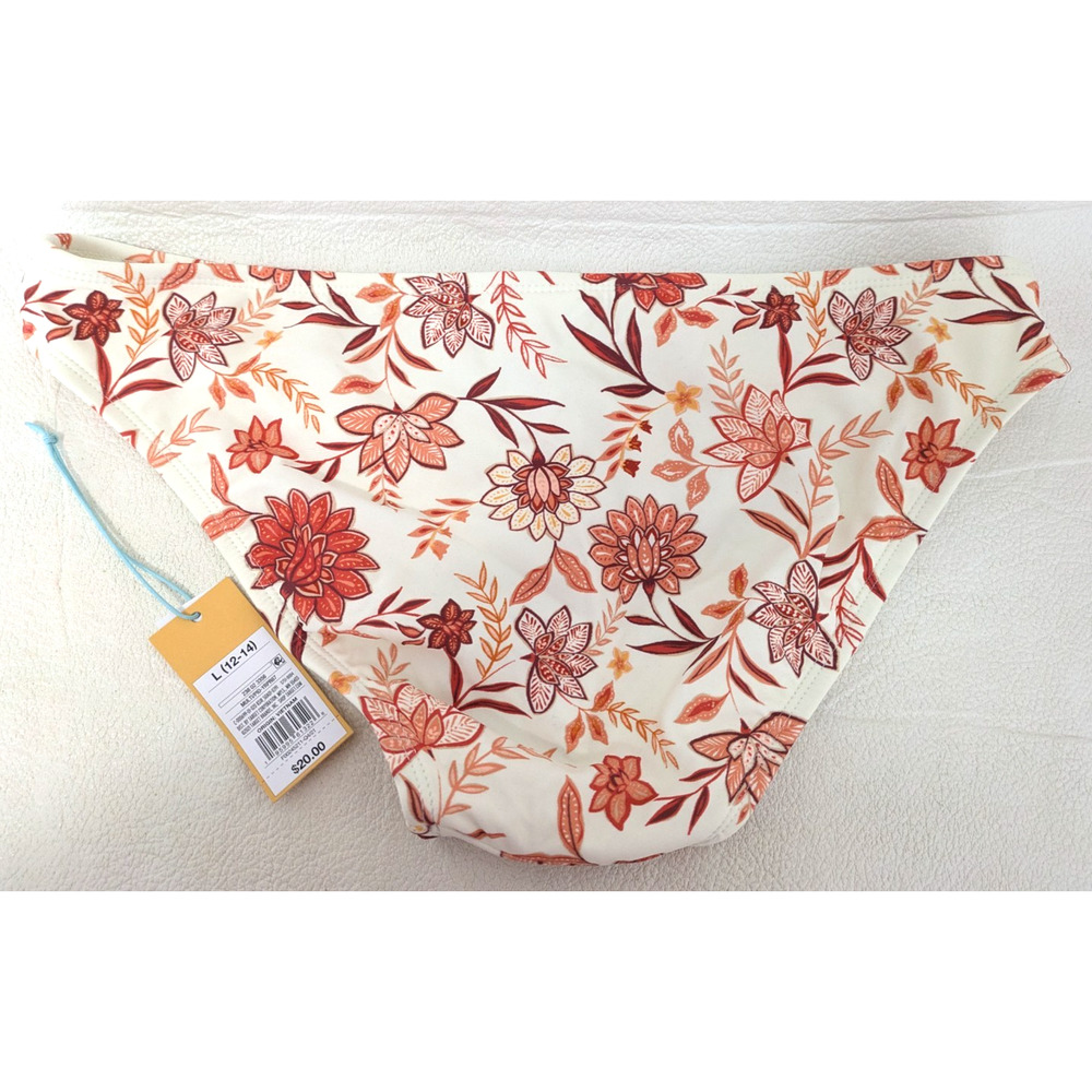 Womens Bikini Bottom Cream Red Orange Large Hipster Swimwear - Picture 2 of 5